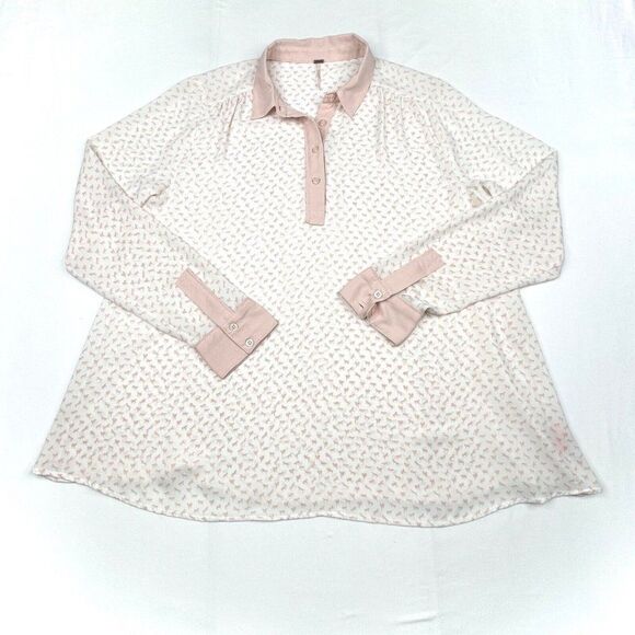 Free People Sheer Long Sleeve Horse Print Popover Blouse - Picture 2 of 9